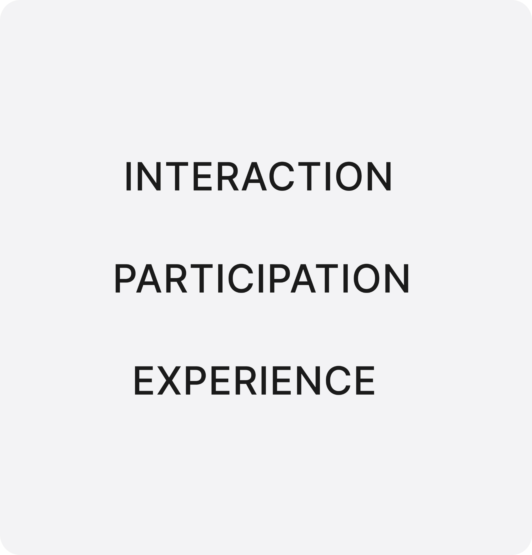 Keywords: interaction, participation, experience