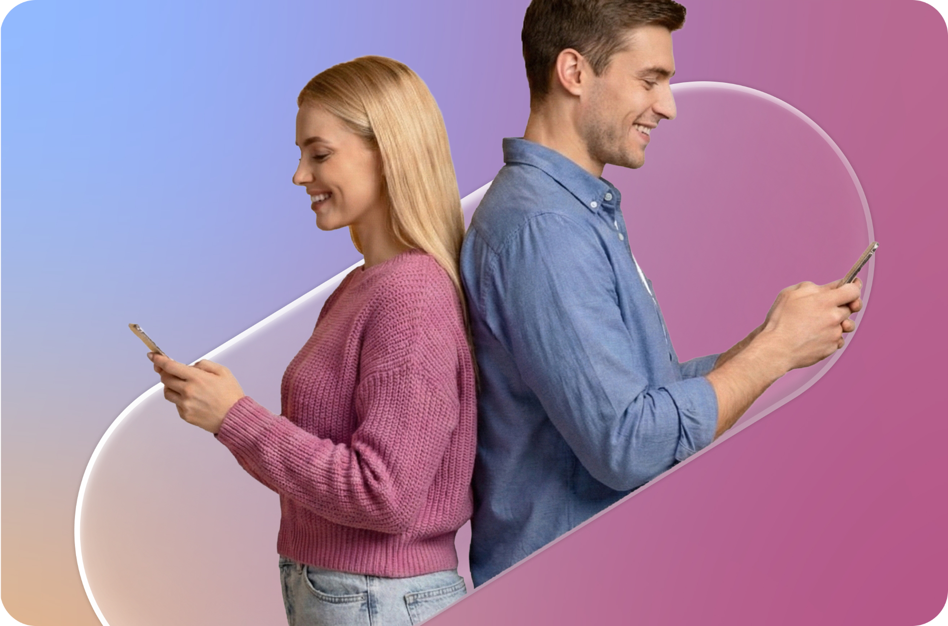 People with phones gradient visual