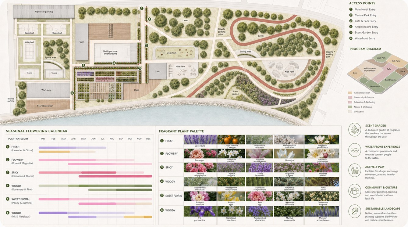 Seasonal flowering calendar and fragrant plant palette